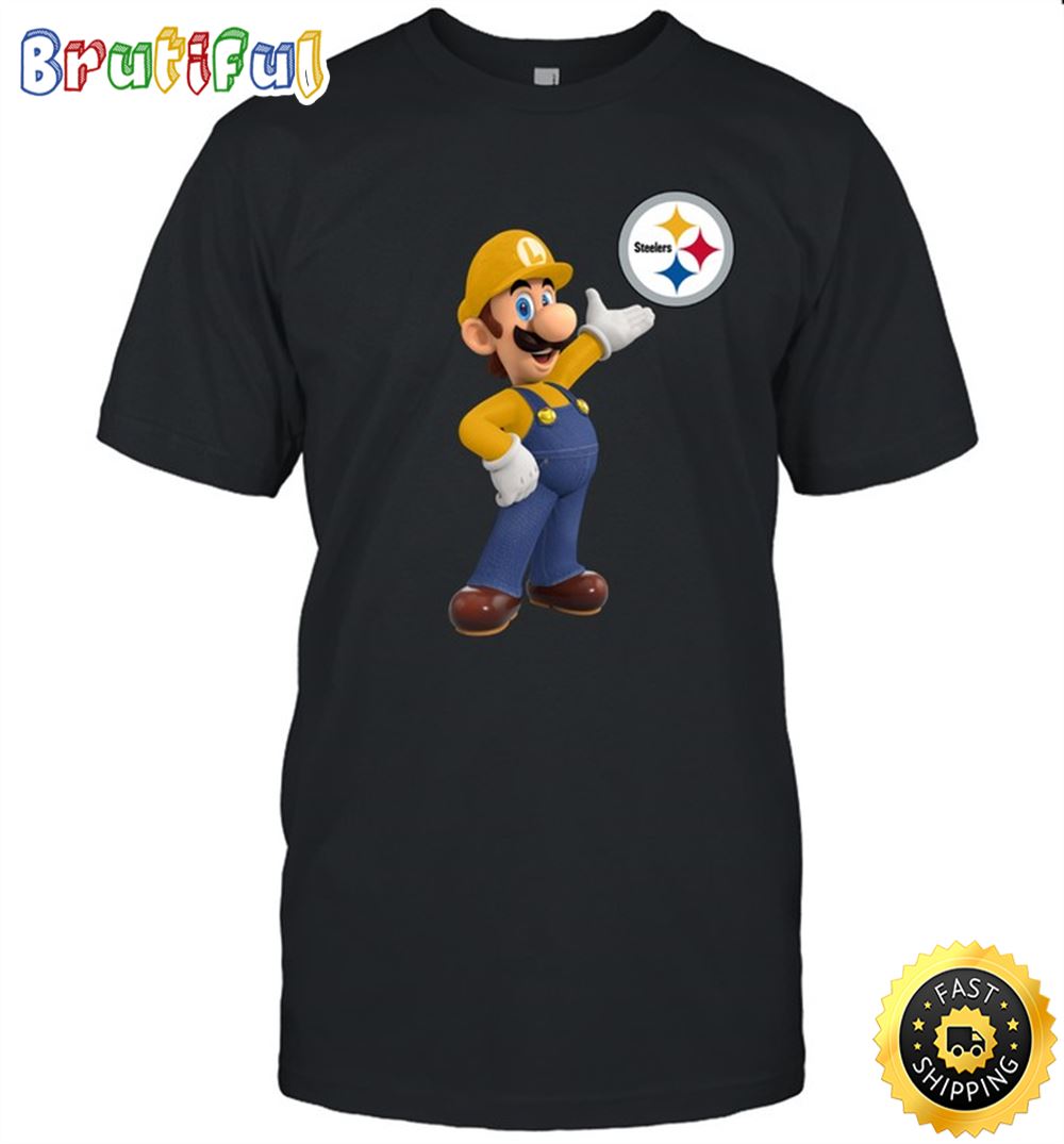 NFL Pittsburgh Steelers T Shirt Print Mario Nfl Tshirt Mario For Fans 1 ql2onj.jpg