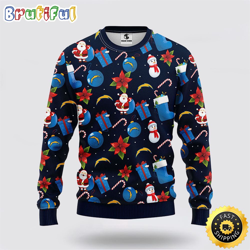 NFL San Diego Chargers Ugly Sweater Santa Claus Snowman Ugly Christmas Sweater ymopjx.jpg