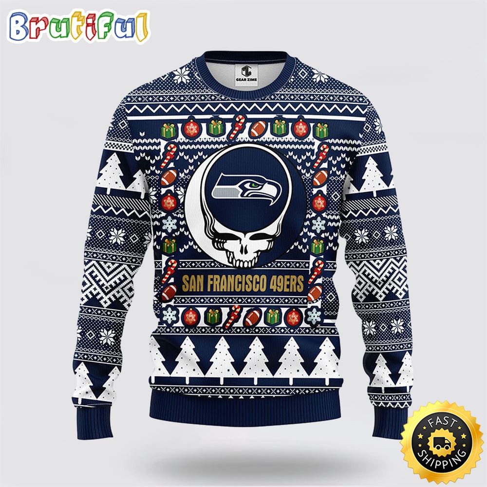 NFL Seattle Seahawks Ugly Sweater Grateful Dead Ugly Christmas Fleece Sweater acbqhf.jpg