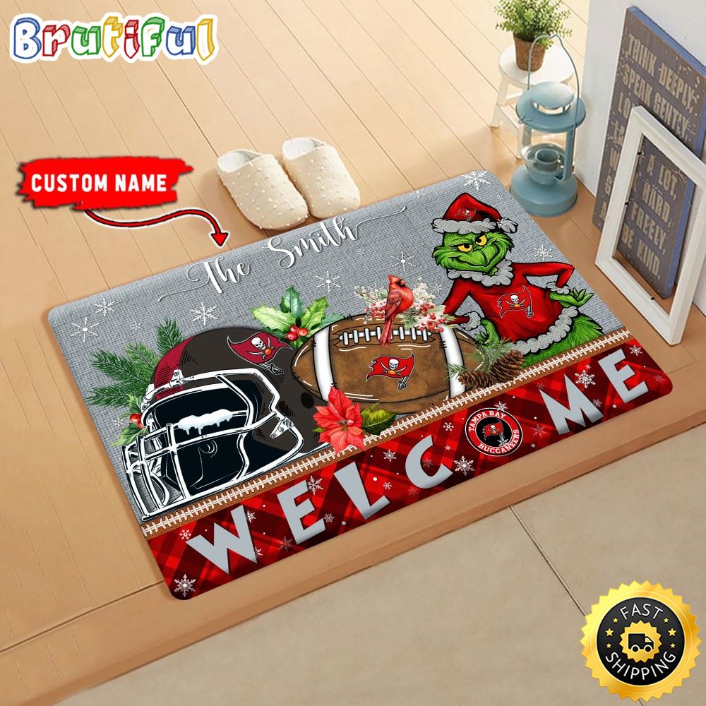 NFL Tampa Bay Buccaneers Doormat Grinch Christmas Welcome Custom Name Football Doormat tvxadc.jpg