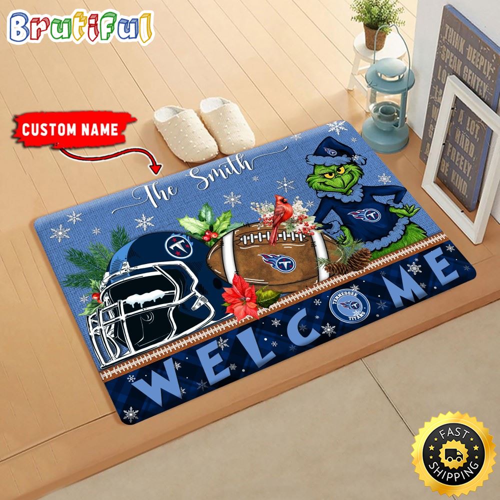 NFL Tennessee Titans Doormat Grinch Christmas Welcome Custom Name Football Doormat bvrncn.jpg