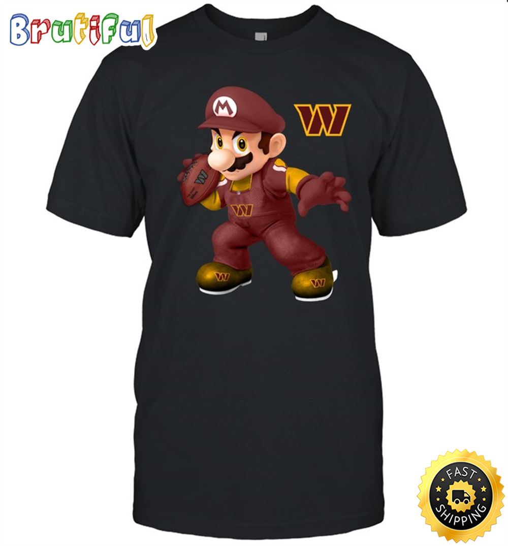 NFL Washington Commanders T Shirt Print Mario Nfl Tshirt Mario For Fans 1 b1w3bh.jpg