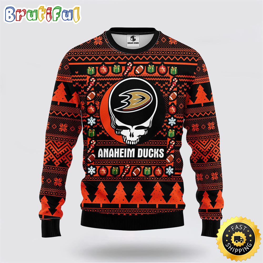 NHL Anaheim Ducks Ugly Sweater Grateful Dead Ugly Christmas Fleece Sweater yxngvh.jpg