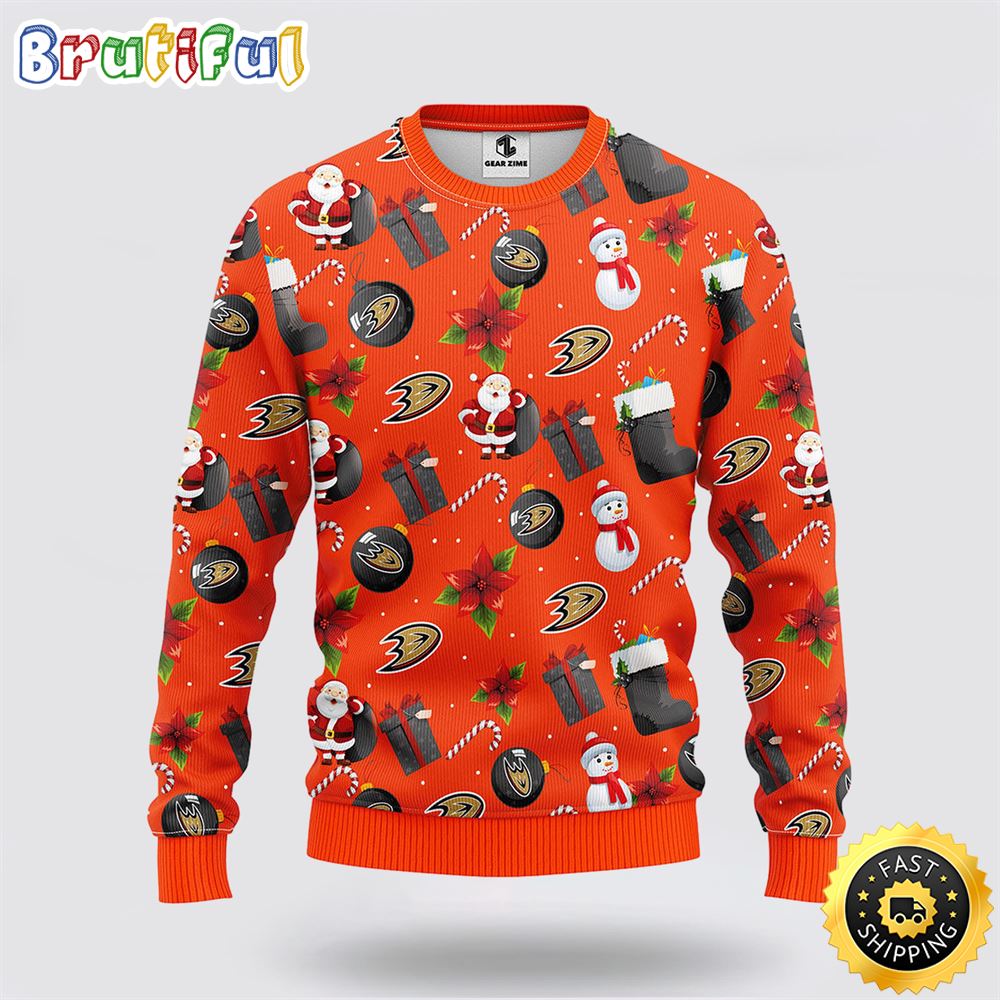 NHL Anaheim Ducks Ugly Sweater Santa Claus Snowman Ugly Christmas Sweater zy9y5f.jpg