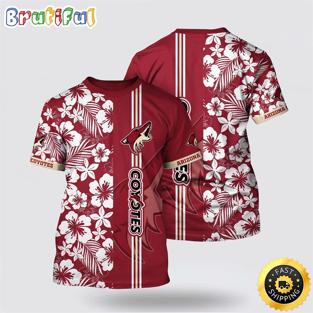 NHL Arizona Coyotes All Over Print T Shirt Tropical Apricot Blossom Pattern Summer T Shirt 1 jfhuyd.jpg
