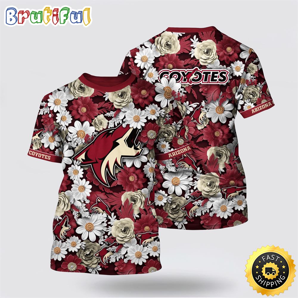 NHL Arizona Coyotes All Over Print T Shirt Tropical Begonia Flower Pattern Summer T Shirt 1 t0oaqx.jpg