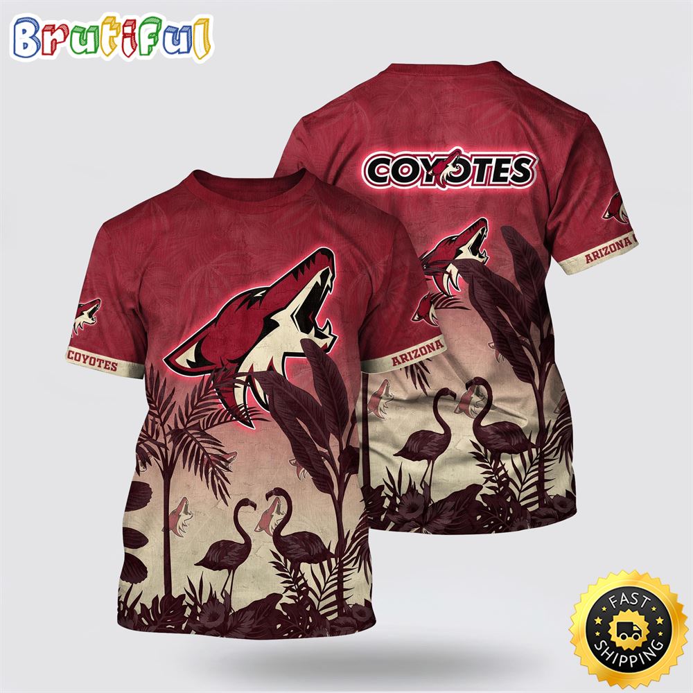 NHL Arizona Coyotes All Over Print T Shirt Tropical Flamingo Pattern Summer T Shirt 1 pcxgtb.jpg