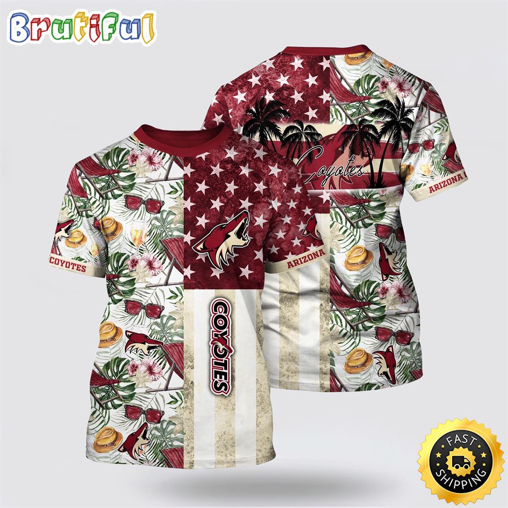 NHL Arizona Coyotes All Over Print T Shirt Tropical Hat And Glasses Pattern Summer T Shirt 1 ituhzt.jpg