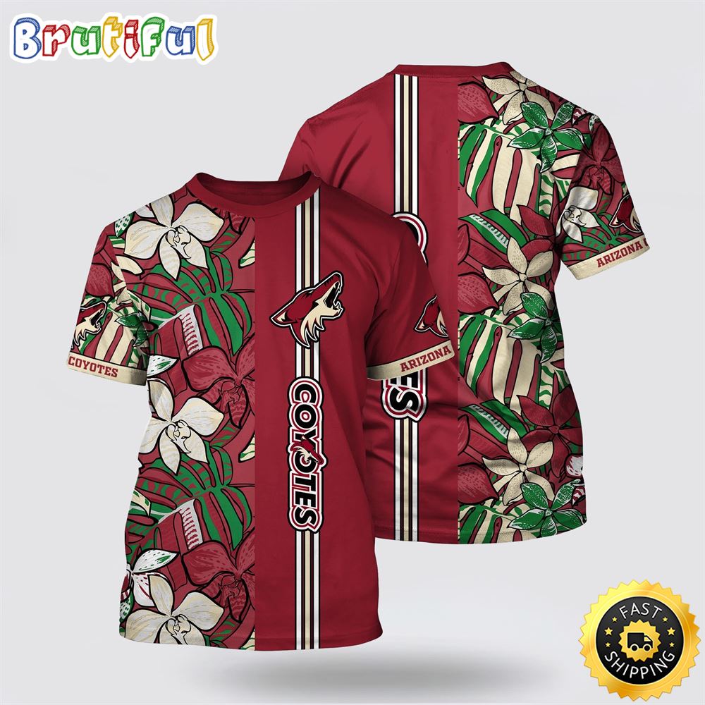 NHL Arizona Coyotes All Over Print T Shirt Tropical Tropical Forest Floral Pattern Summer T Shirt 1 dw9n7m.jpg