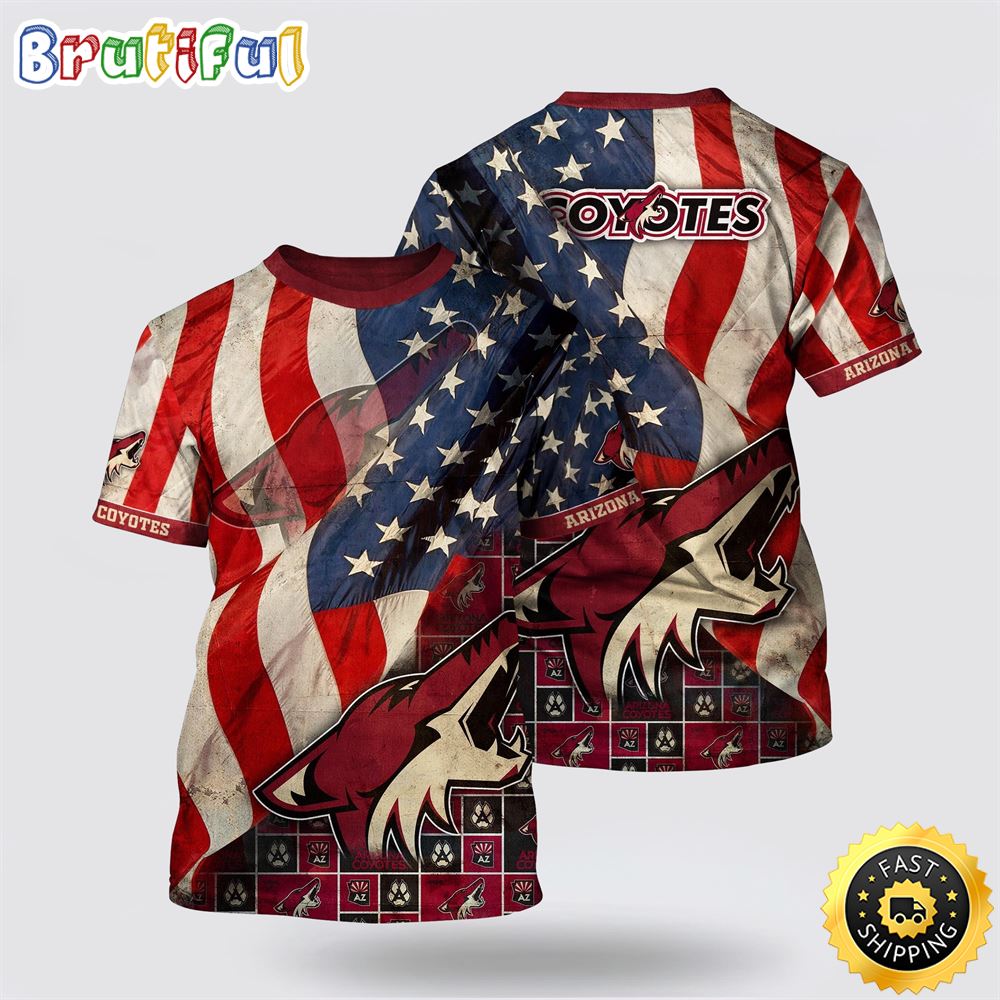 NHL Arizona Coyotes All Over Print T Shirt With American Flag Pattern Summer T Shirt 1 fehyz4.jpg