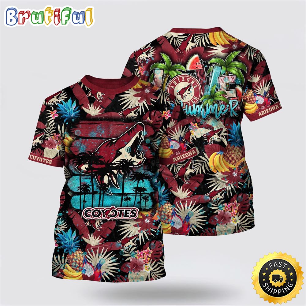 NHL Arizona Coyotes All Over Print T Shirt With Tropical Fruits Summer T Shirt 1 o5ex1s.jpg