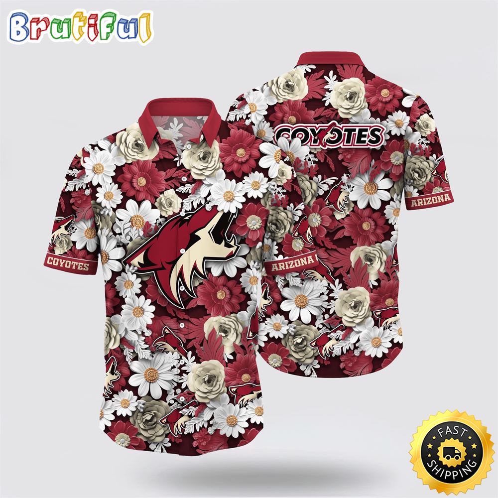 NHL Arizona Coyotes Hawaiian Shirt Tropical Begonia Flower Pattern Summer Hawaiian Shirt 1 hgtiim.jpg