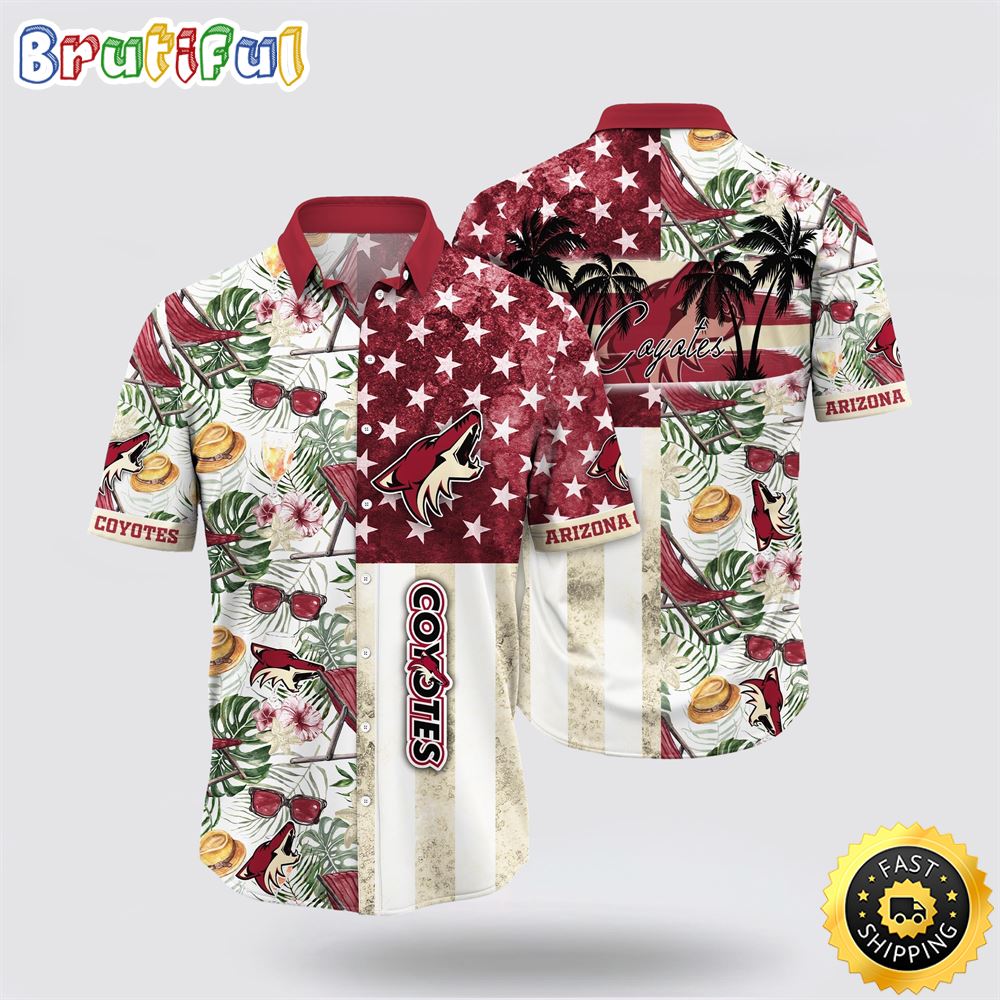 NHL Arizona Coyotes Hawaiian Shirt Tropical Hat And Glasses Pattern Summer Hawaiian Shirt 1 rt4zf9.jpg