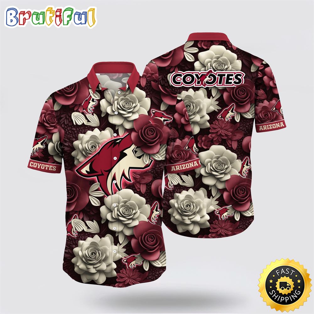 NHL Arizona Coyotes Hawaiian Shirt Tropical Rose Pattern Summer Hawaiian Shirt 1 e0smob.jpg