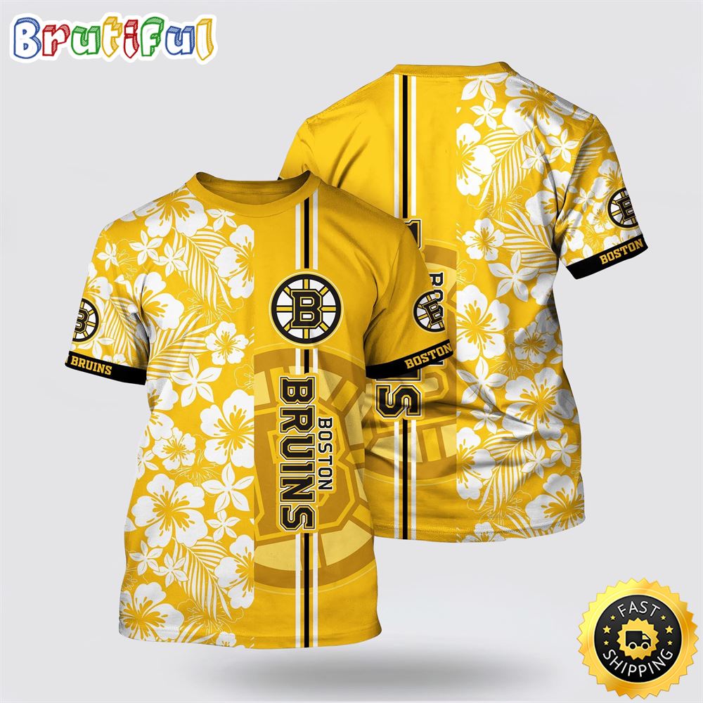 NHL Boston Bruins All Over Print T Shirt Tropical Apricot Blossom Pattern Summer T Shirt 1 t0x0rh.jpg