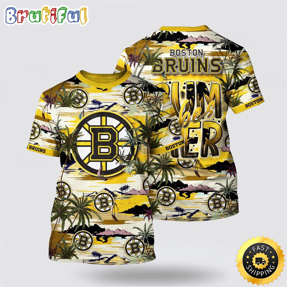 NHL Boston Bruins All Over Print T Shirt Tropical Desert Island Motif Summer T Shirt 1 hulnw5.jpg