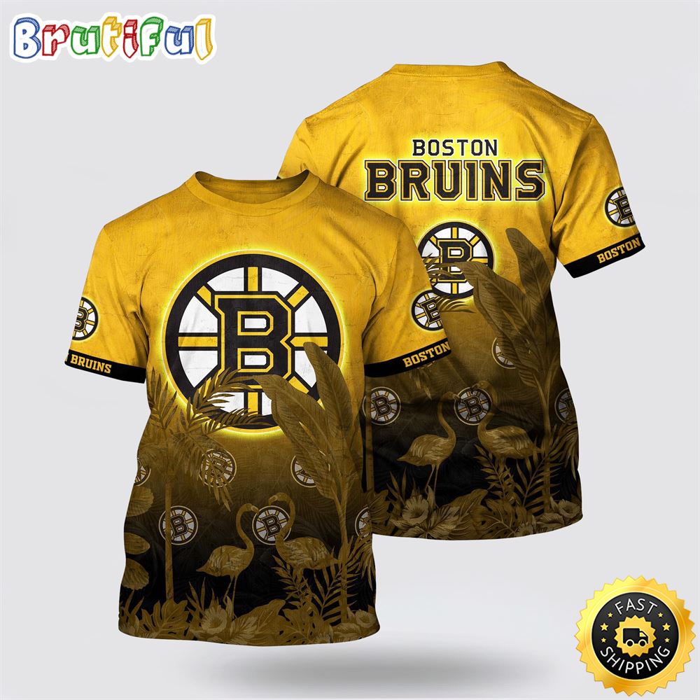 NHL Boston Bruins All Over Print T Shirt Tropical Flamingo Pattern Summer T Shirt 1 qhqylk.jpg