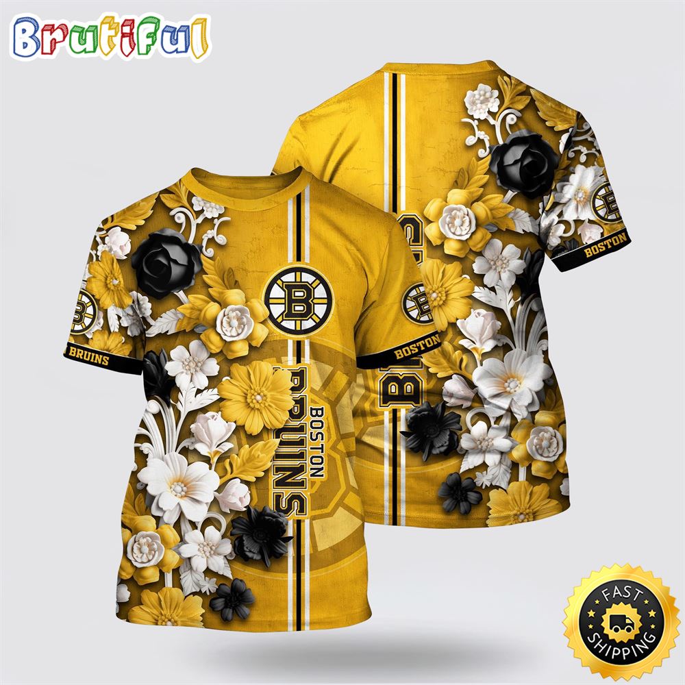 NHL Boston Bruins All Over Print T Shirt Tropical Hepatica Floral Pattern Summer T Shirt 1 zcqtbf.jpg