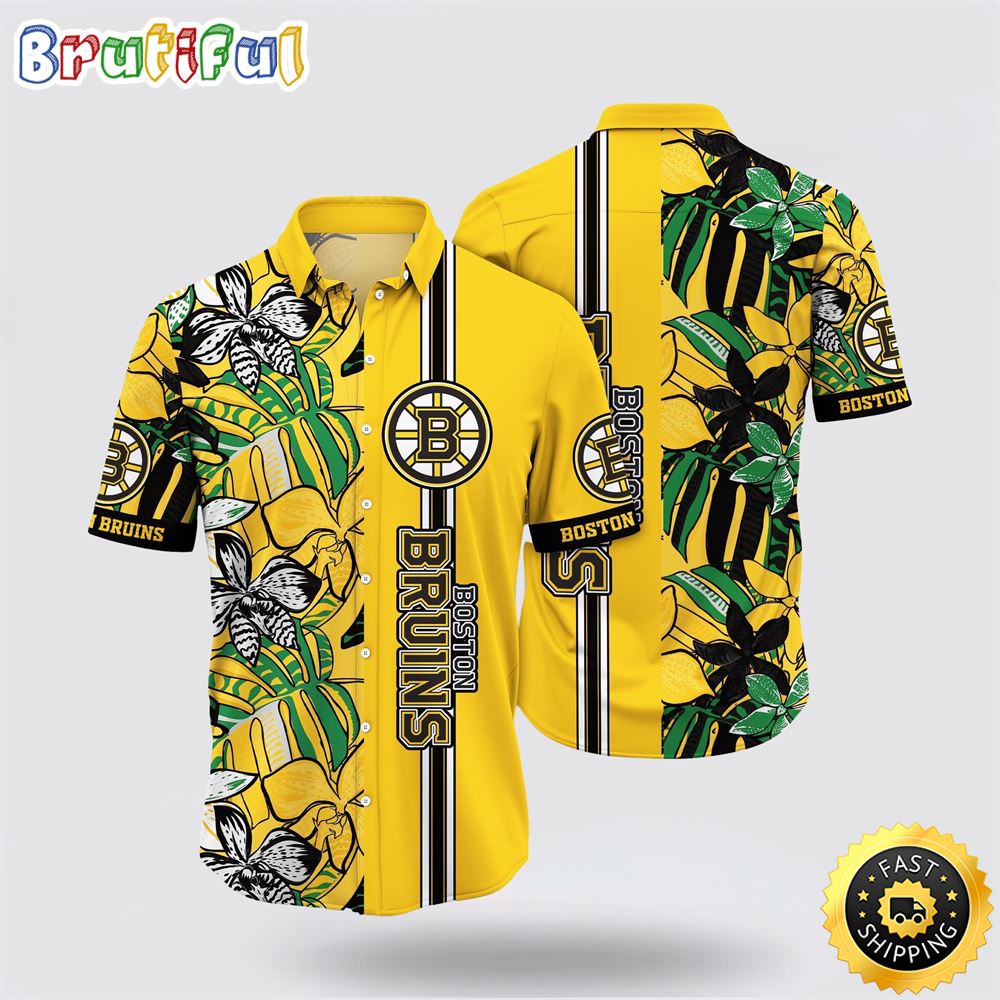 NHL Boston Bruins Hawaiian Shirt Tropical Tropical Forest Floral Pattern Summer Hawaiian Shirt 1 y8g89g.jpg