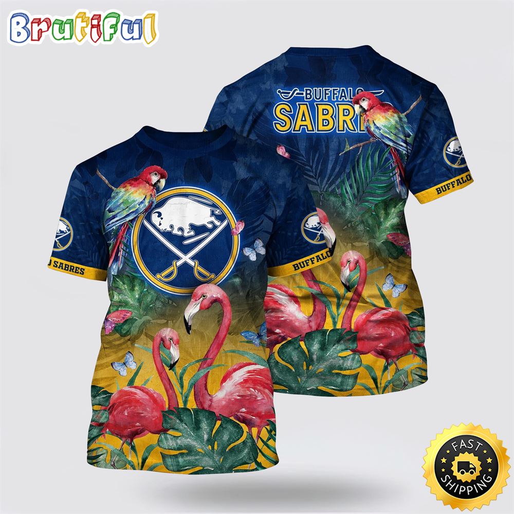 NHL Buffalo Sabres All Over Print T Shirt Tropical Parrot And Flamingo Motifs Summer T Shirt 1 q1ghyy.jpg