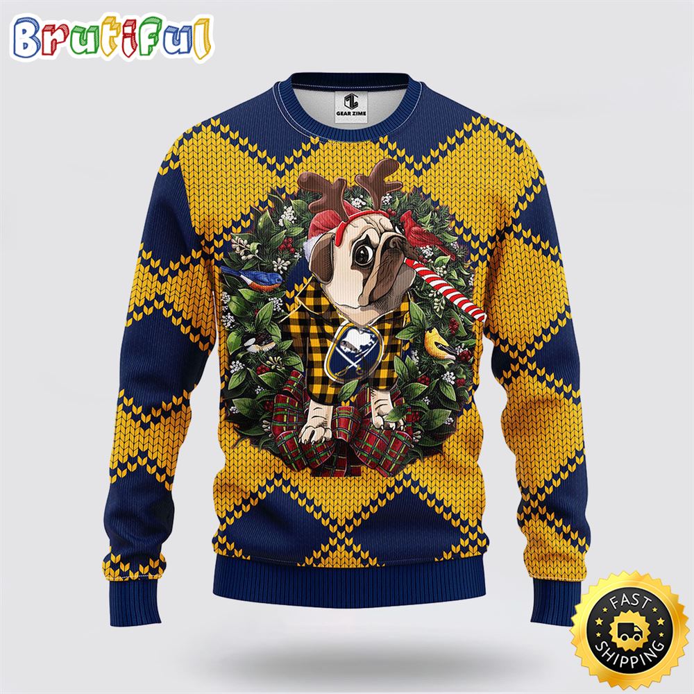 NHL Buffalo Sabres Ugly Sweater Pub Dog Ugly Christmas Sweater iqblqz.jpg
