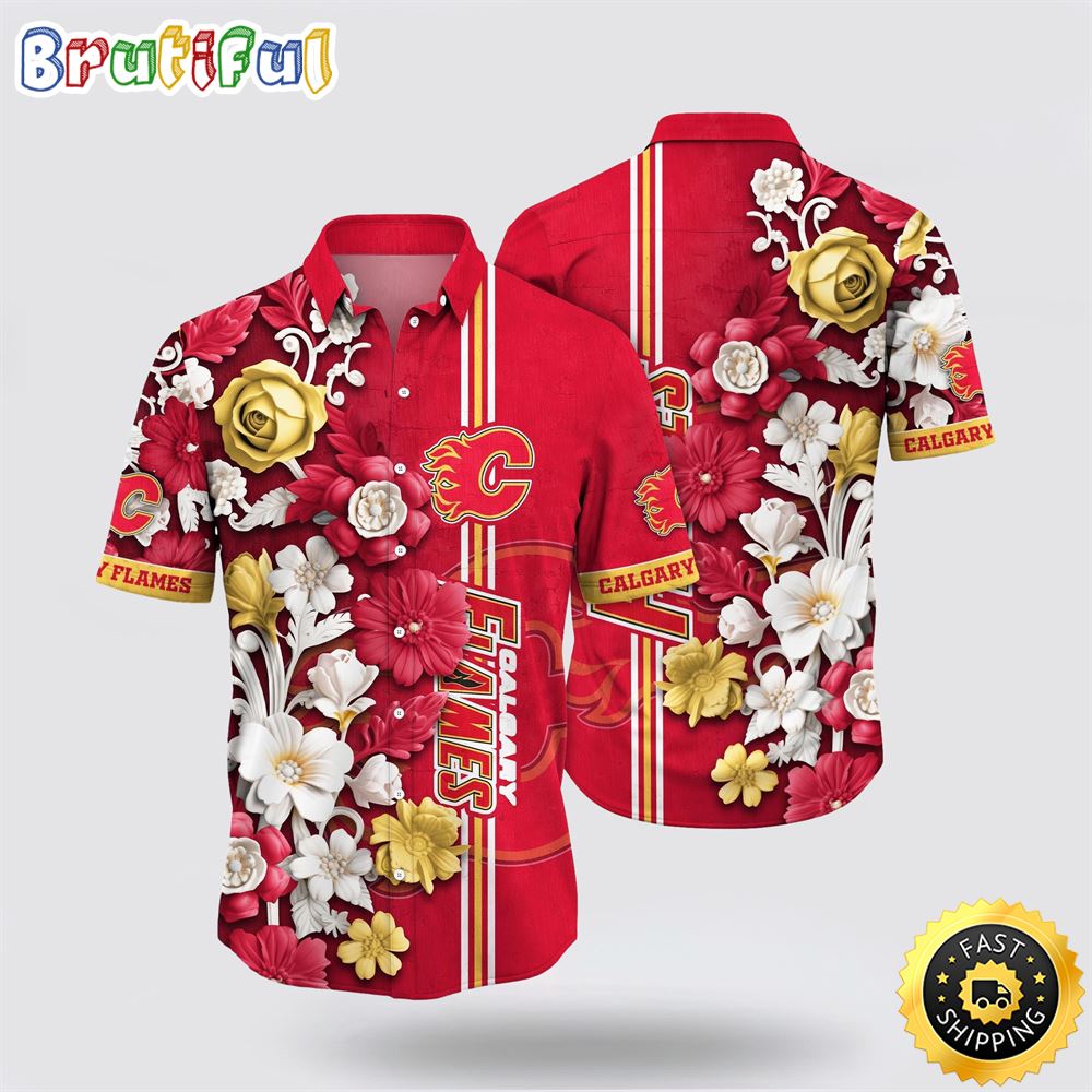 NHL Calgary Flames Hawaiian Shirt Tropical Hepatica Floral Pattern Summer Hawaiian Shirt 1 gdszl0.jpg