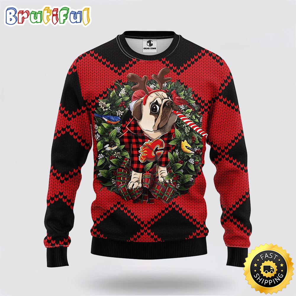 NHL Calgary Flames Ugly Sweater Pub Dog Ugly Christmas Sweater v7zjbl.jpg