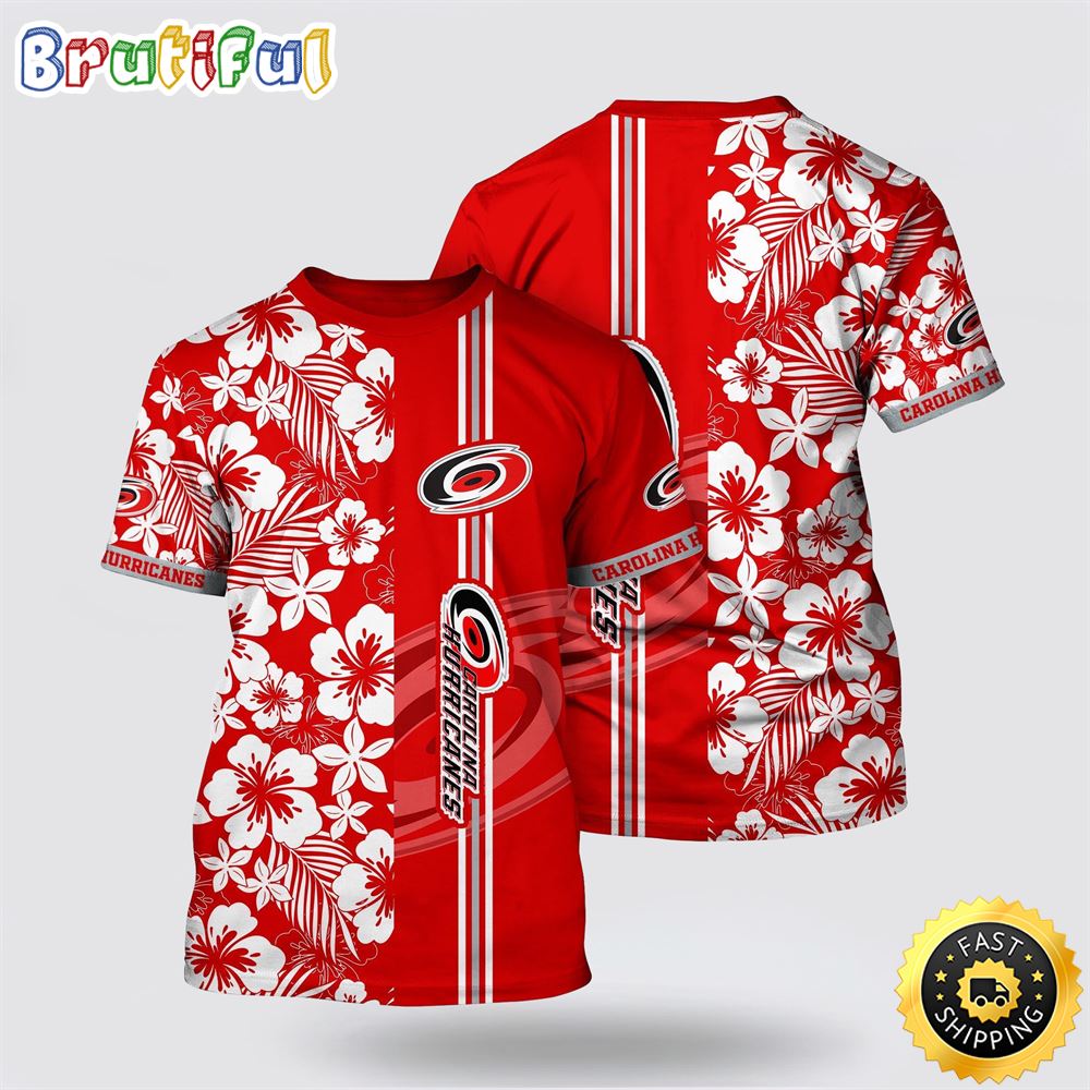 NHL Carolina Hurricanes All Over Print T Shirt Tropical Apricot Blossom Pattern Summer T Shirt 1 yoz1wg.jpg