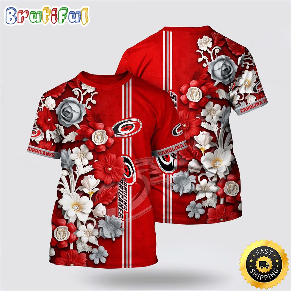 NHL Carolina Hurricanes All Over Print T Shirt Tropical Hepatica Floral Pattern Summer T Shirt 1 fbhg57.jpg
