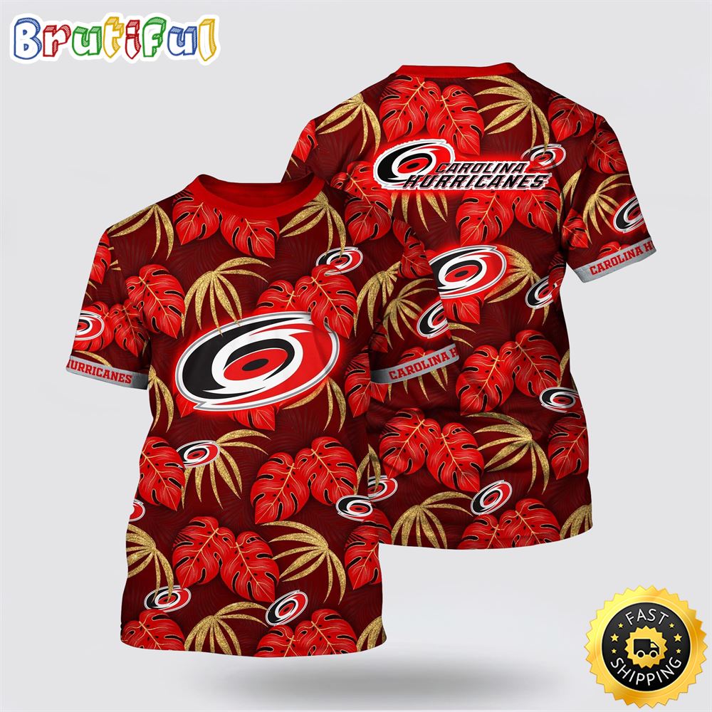NHL Carolina Hurricanes All Over Print T Shirt Tropical Motifs Summer T Shirt 1 hwiwli.jpg
