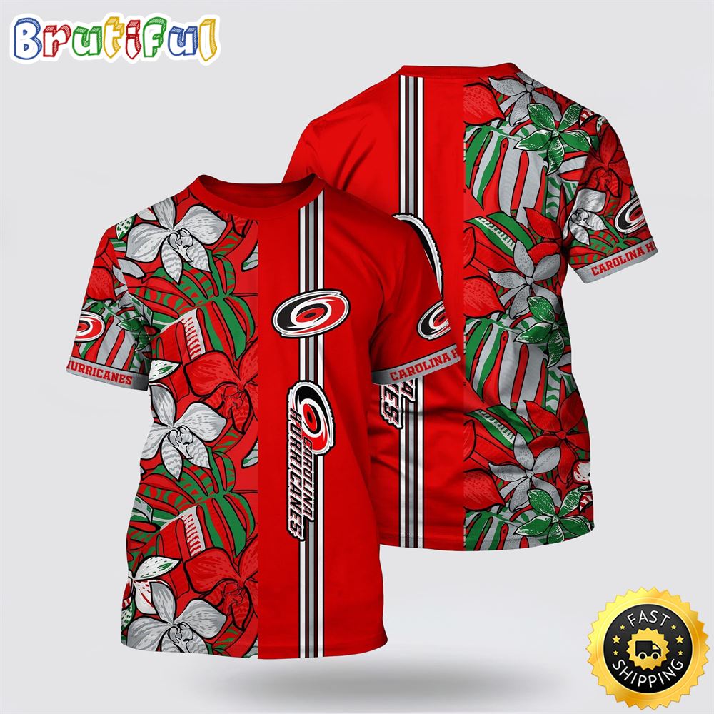NHL Carolina Hurricanes All Over Print T Shirt Tropical Tropical Forest Floral Pattern Summer T Shirt 1 h2xxzy.jpg
