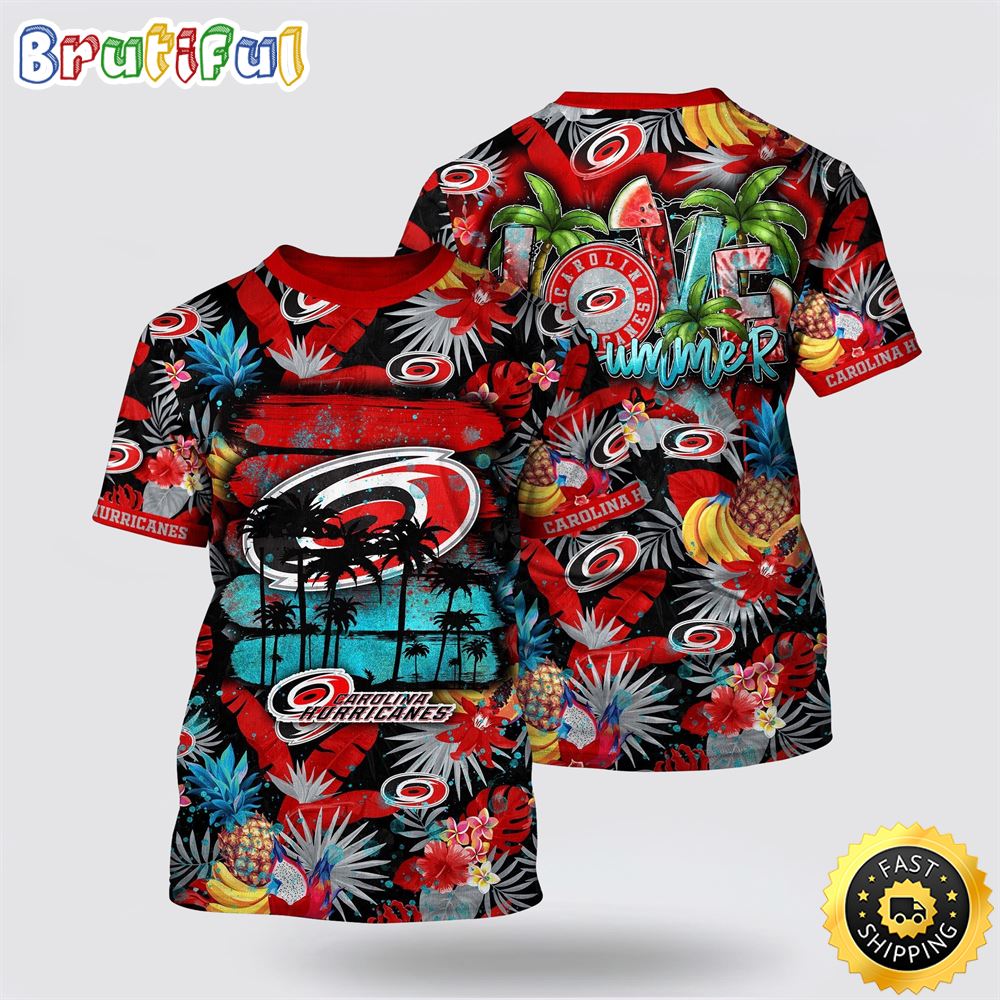 NHL Carolina Hurricanes All Over Print T Shirt With Tropical Fruits Summer T Shirt 1 fy6yni.jpg