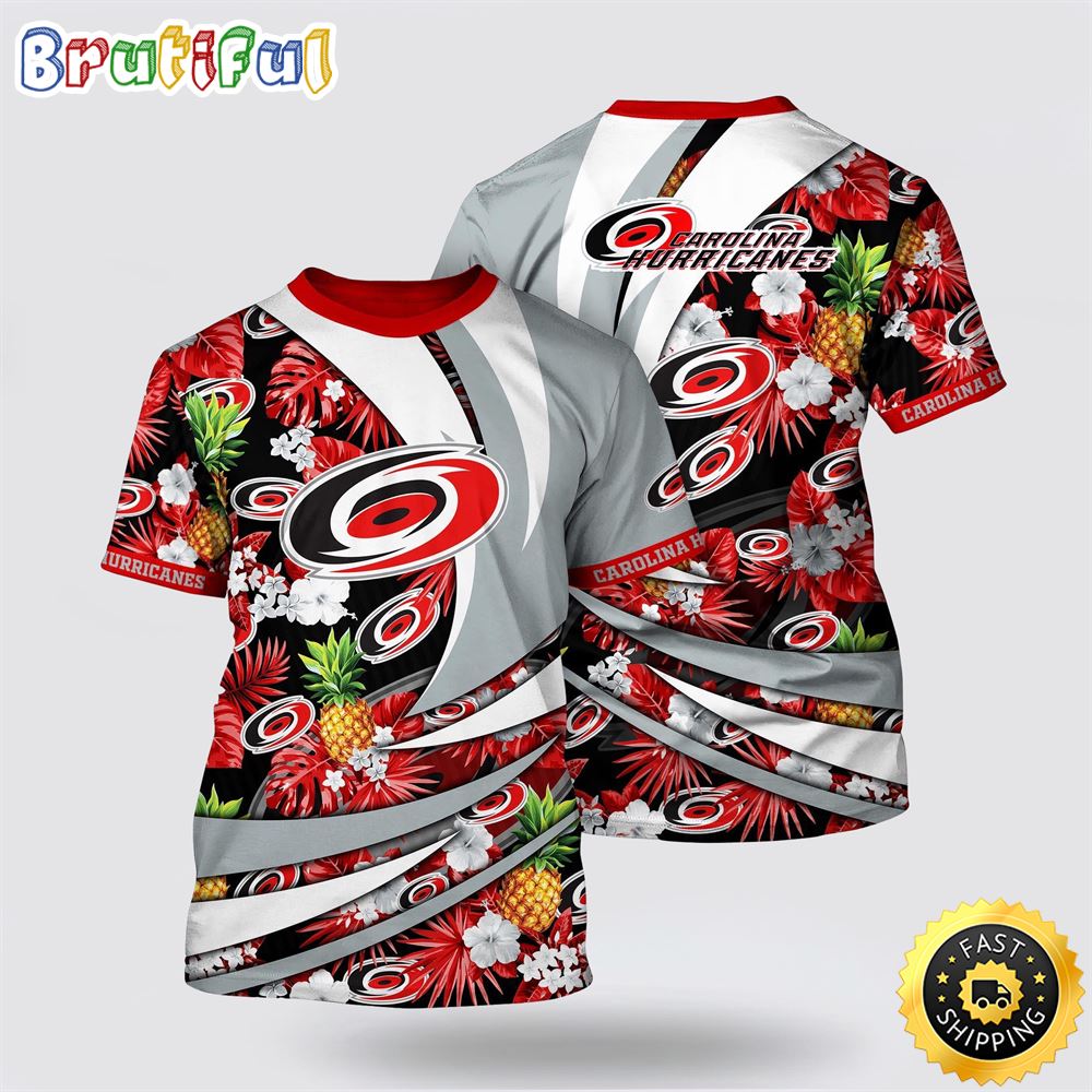 NHL Carolina Hurricanes All Over Print T Shirt With Tropical Pineapple Summer T Shirt 1 c4fqdb.jpg