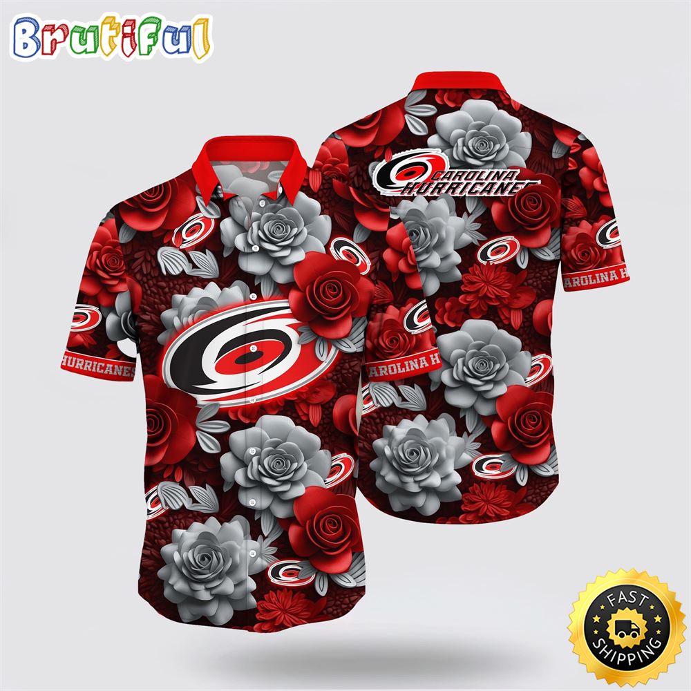 NHL Carolina Hurricanes Hawaiian Shirt Tropical Rose Pattern Summer Hawaiian Shirt 1 msseue.jpg
