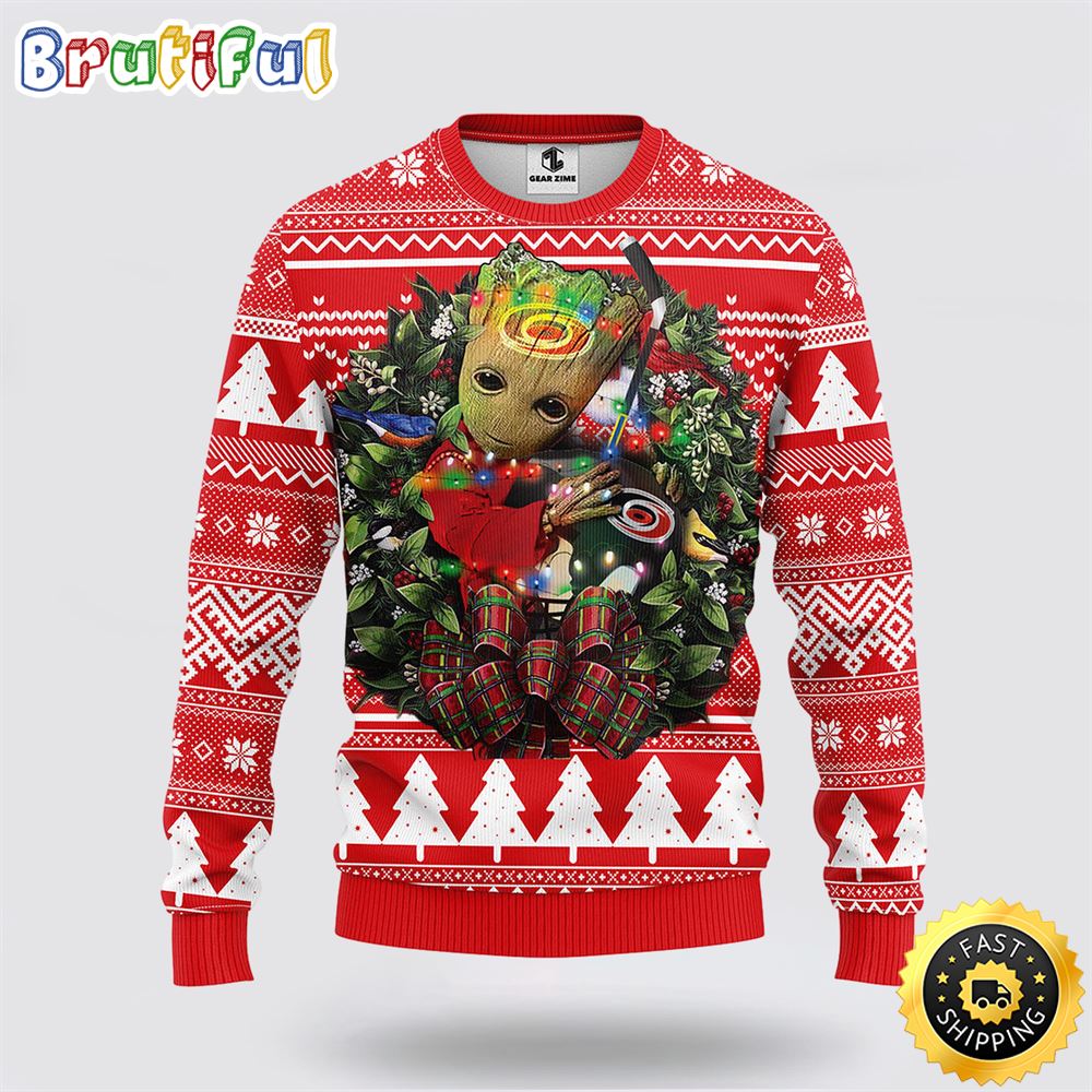 NHL Carolina Hurricanes Ugly Sweater Groot Christmas Sweater d4hkmp.jpg
