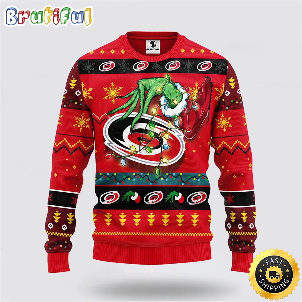 NHL Carolina Hurricanes Ugly Sweater The Hand Of Grinch Ugly Christmas Sweater ctqrpz.jpg
