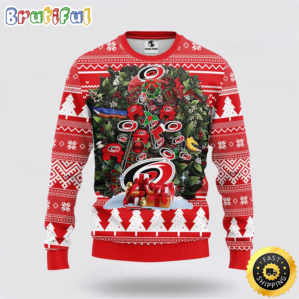 NHL Carolina Hurricanes Ugly Sweater Tree Ugly Christmas Fleece Sweater gm2nxd.jpg