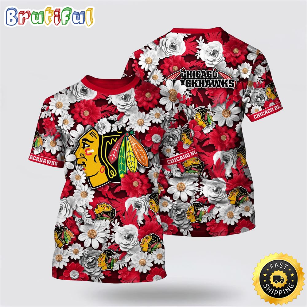 NHL Chicago Blackhawks All Over Print T Shirt Tropical Begonia Flower Pattern Summer T Shirt 1 i2wf7w.jpg