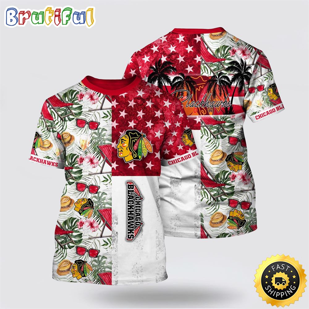 NHL Chicago Blackhawks All Over Print T Shirt Tropical Hat And Glasses Pattern Summer T Shirt 1 yumfln.jpg