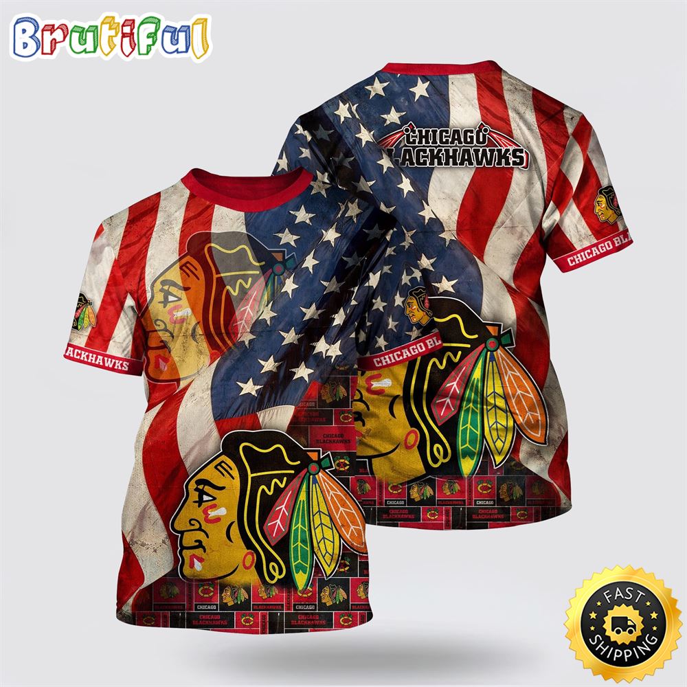 NHL Chicago Blackhawks All Over Print T Shirt With American Flag Pattern Summer T Shirt 1 ff1o6a.jpg