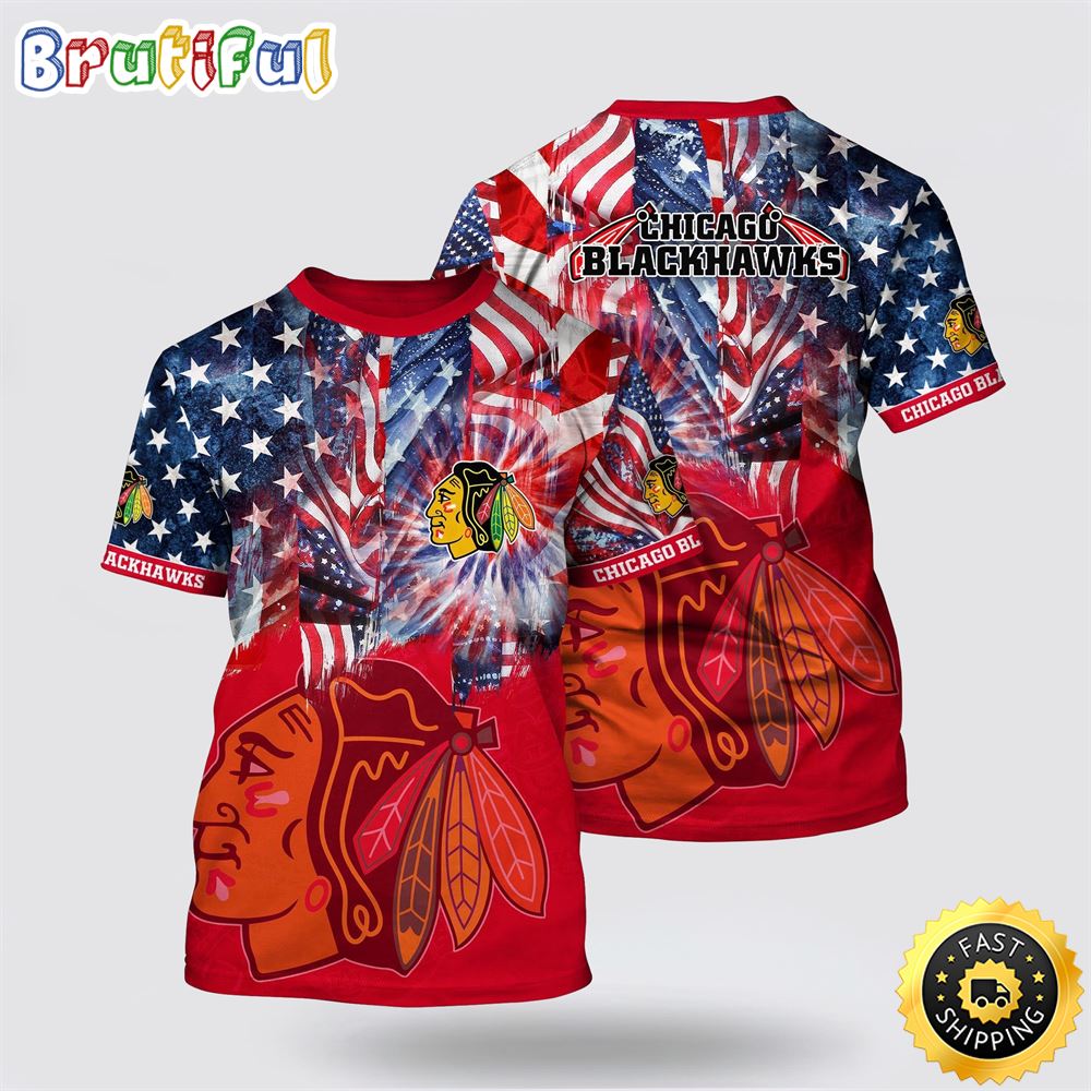 NHL Chicago Blackhawks All Over Print T Shirt With American Independence Day Pattern Summer T Shirt 1 jxyufu.jpg