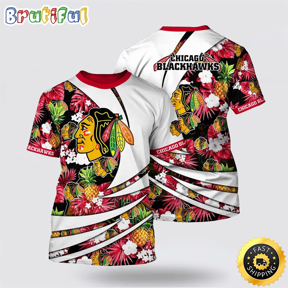 NHL Chicago Blackhawks All Over Print T Shirt With Tropical Pineapple Summer T Shirt 1 jvamag.jpg