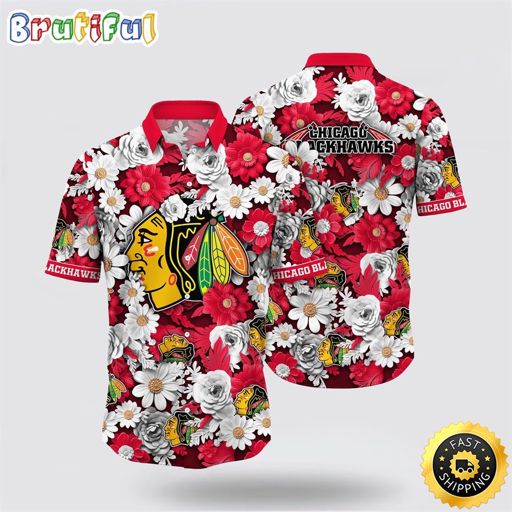 NHL Chicago Blackhawks Hawaiian Shirt Tropical Begonia Flower Pattern Summer Hawaiian Shirt 1 oiq6ph.jpg