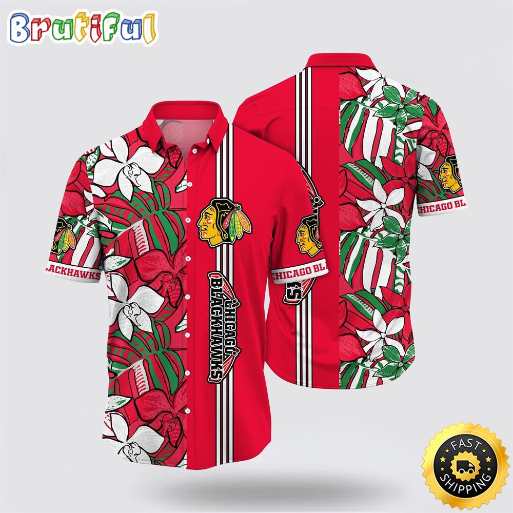 NHL Chicago Blackhawks Hawaiian Shirt Tropical Tropical Forest Floral Pattern Summer Hawaiian Shirt 1 kkplod.jpg