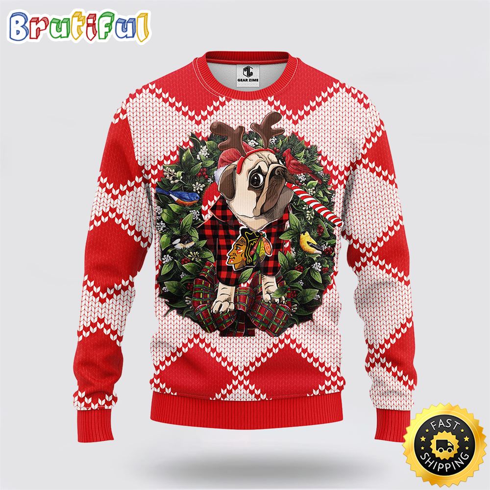 NHL Chicago Blackhawks Ugly Sweater Pub Dog Ugly Christmas Sweater dyfcwr.jpg