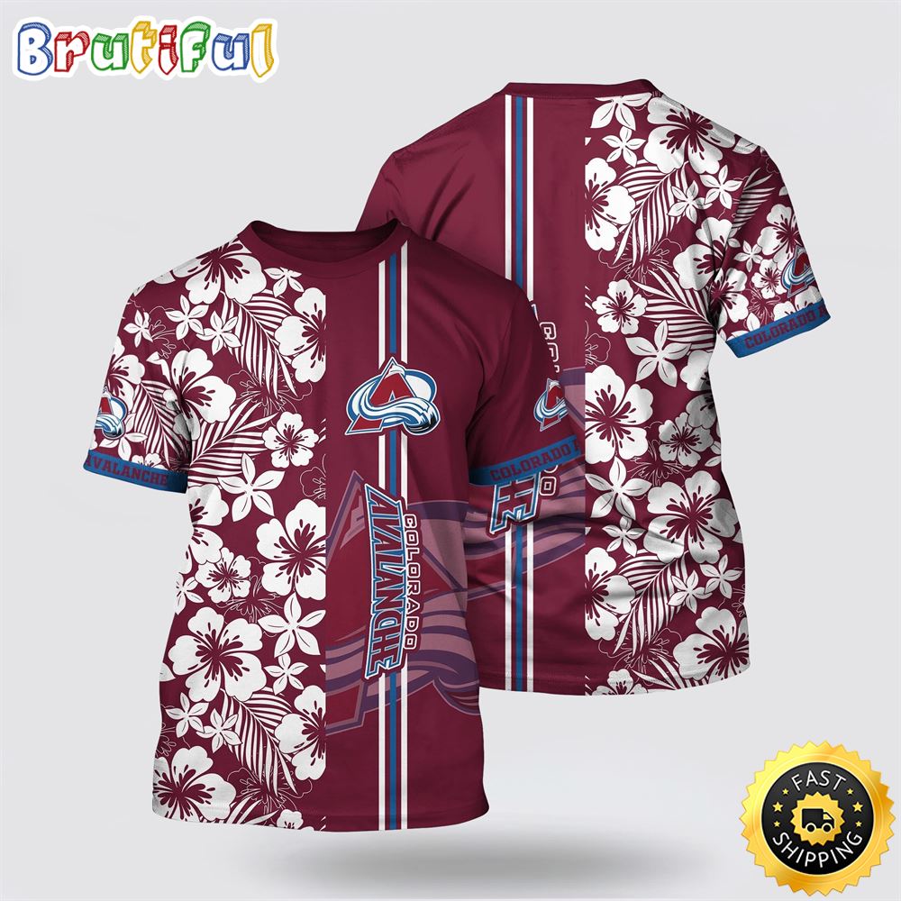 NHL Colorado Avalanche All Over Print T Shirt Tropical Apricot Blossom Pattern Summer T Shirt 1 ljn8ci.jpg