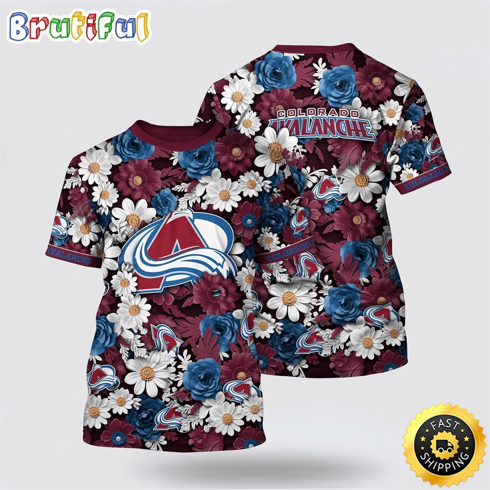 NHL Colorado Avalanche All Over Print T Shirt Tropical Begonia Flower Pattern Summer T Shirt 1 mft57u.jpg