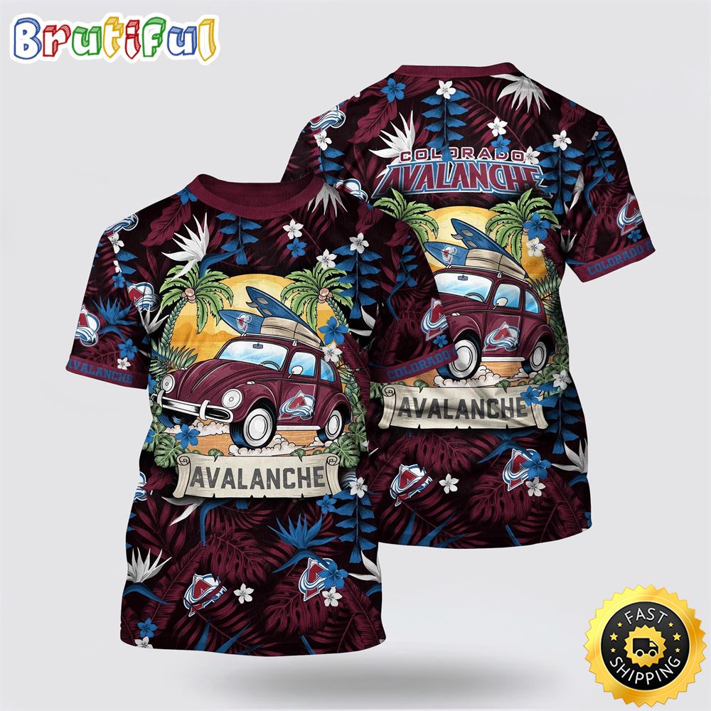 NHL Colorado Avalanche All Over Print T Shirt Tropical Forest Motif Car Traveling Summer T Shirt 1 fkfmeu.jpg