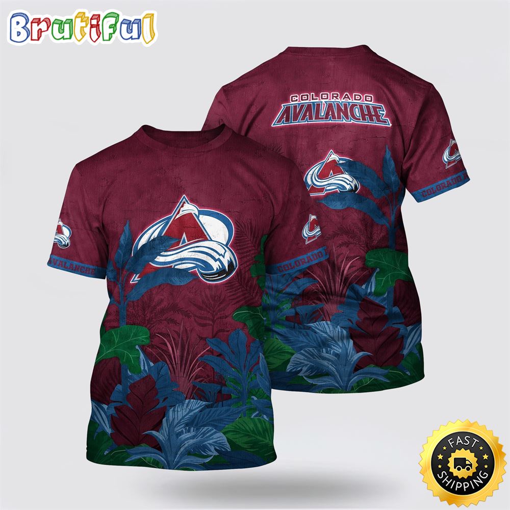 NHL Colorado Avalanche All Over Print T Shirt Tropical Forest Motifs Summer T Shirt 1 uv3oza.jpg