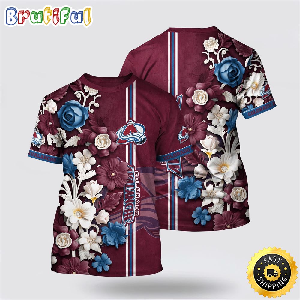 NHL Colorado Avalanche All Over Print T Shirt Tropical Hepatica Floral Pattern Summer T Shirt 1 bmgmmk.jpg